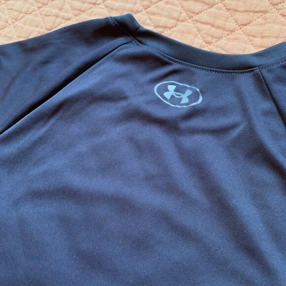 UNDER ARMOUR - Youth Loose Fit Logo T-Shirt  Tee Navy 7 Neon Yellow Youth Large - Picture 7 of 8